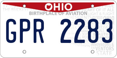 OH license plate GPR2283