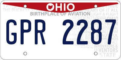 OH license plate GPR2287
