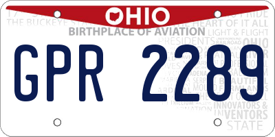 OH license plate GPR2289