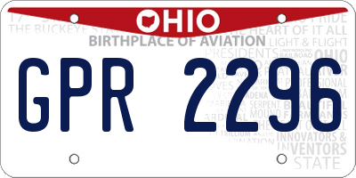 OH license plate GPR2296