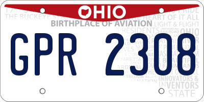 OH license plate GPR2308
