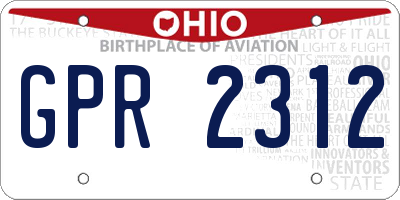 OH license plate GPR2312