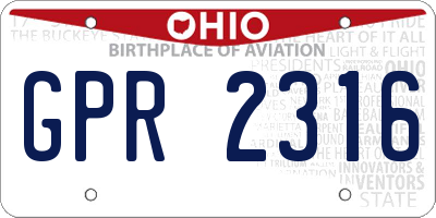 OH license plate GPR2316