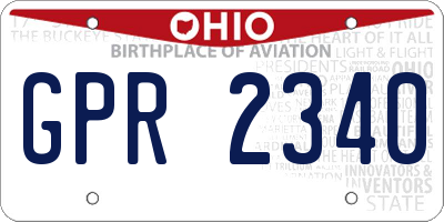OH license plate GPR2340