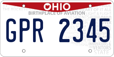 OH license plate GPR2345