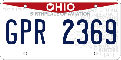 OH license plate GPR2369