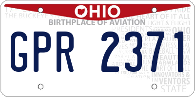 OH license plate GPR2371