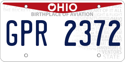 OH license plate GPR2372
