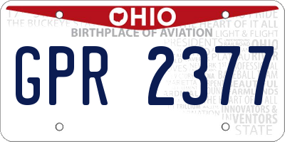 OH license plate GPR2377