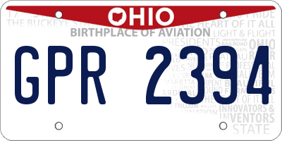 OH license plate GPR2394