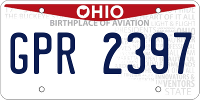 OH license plate GPR2397
