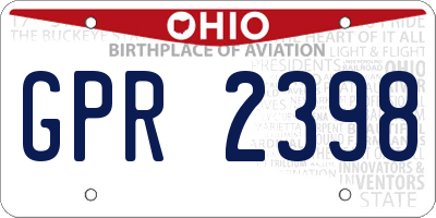 OH license plate GPR2398