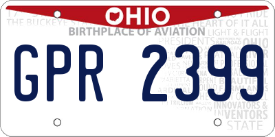 OH license plate GPR2399