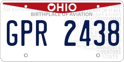 OH license plate GPR2438
