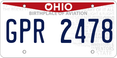 OH license plate GPR2478