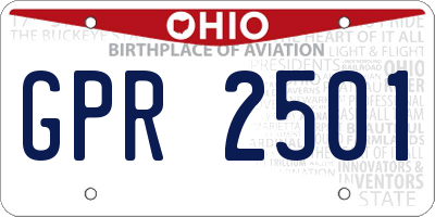 OH license plate GPR2501