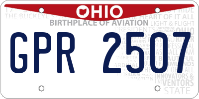 OH license plate GPR2507