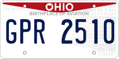 OH license plate GPR2510