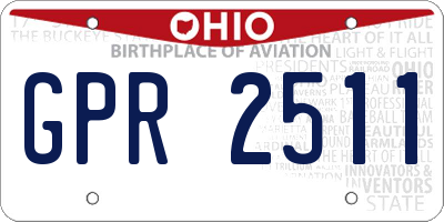 OH license plate GPR2511