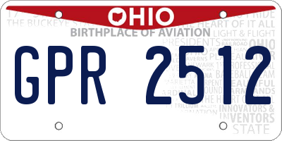 OH license plate GPR2512