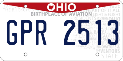 OH license plate GPR2513