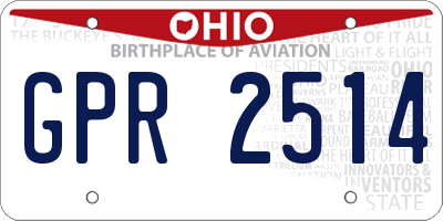 OH license plate GPR2514