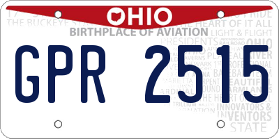 OH license plate GPR2515