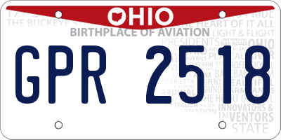 OH license plate GPR2518