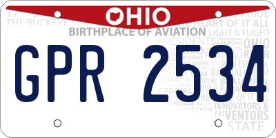 OH license plate GPR2534
