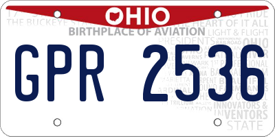 OH license plate GPR2536
