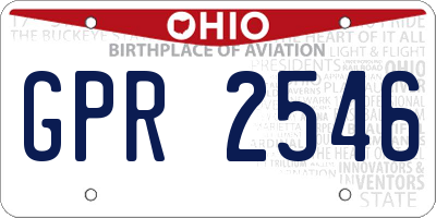 OH license plate GPR2546
