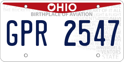 OH license plate GPR2547