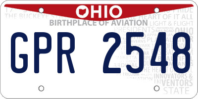 OH license plate GPR2548