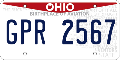 OH license plate GPR2567