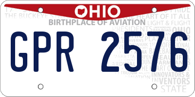 OH license plate GPR2576