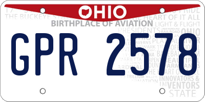 OH license plate GPR2578