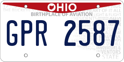 OH license plate GPR2587