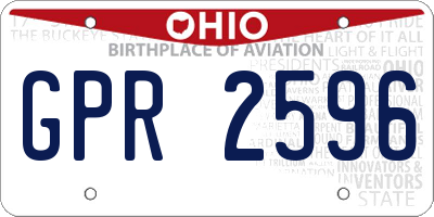 OH license plate GPR2596