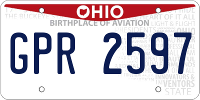 OH license plate GPR2597