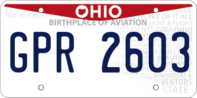 OH license plate GPR2603