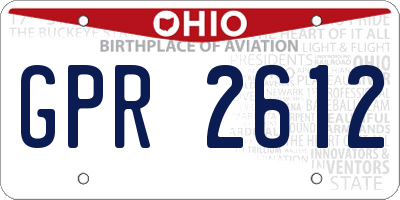 OH license plate GPR2612
