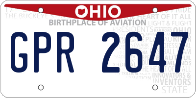 OH license plate GPR2647