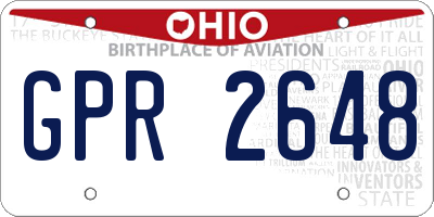 OH license plate GPR2648