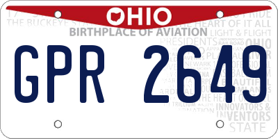 OH license plate GPR2649