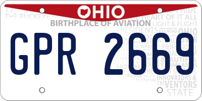 OH license plate GPR2669