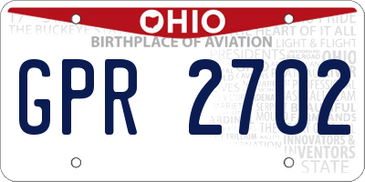 OH license plate GPR2702