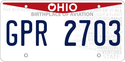 OH license plate GPR2703