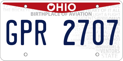 OH license plate GPR2707