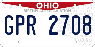 OH license plate GPR2708