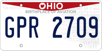 OH license plate GPR2709